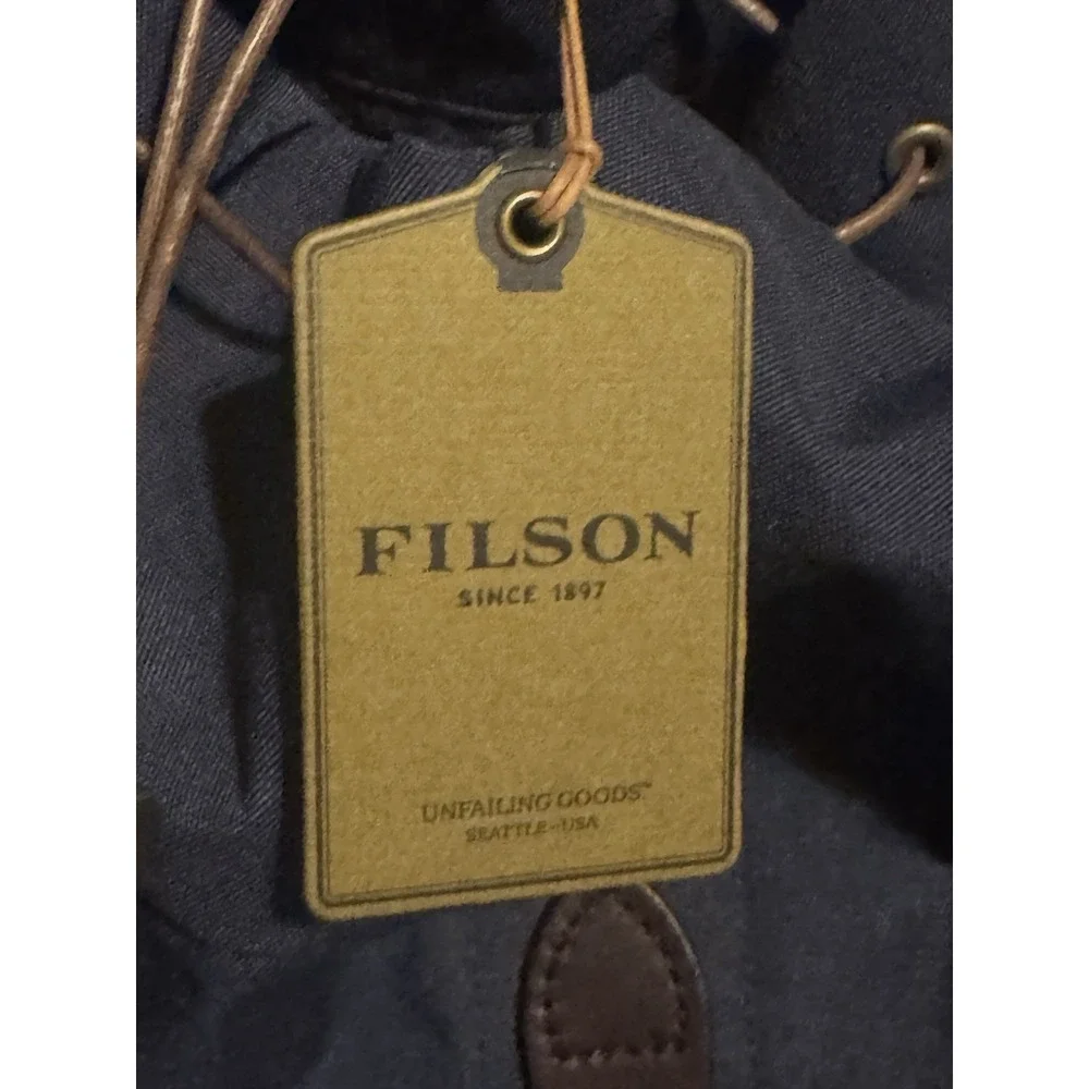 Filson Day Pack Backpack Blue Removable Pouch Drawstring Bag Rare Color New